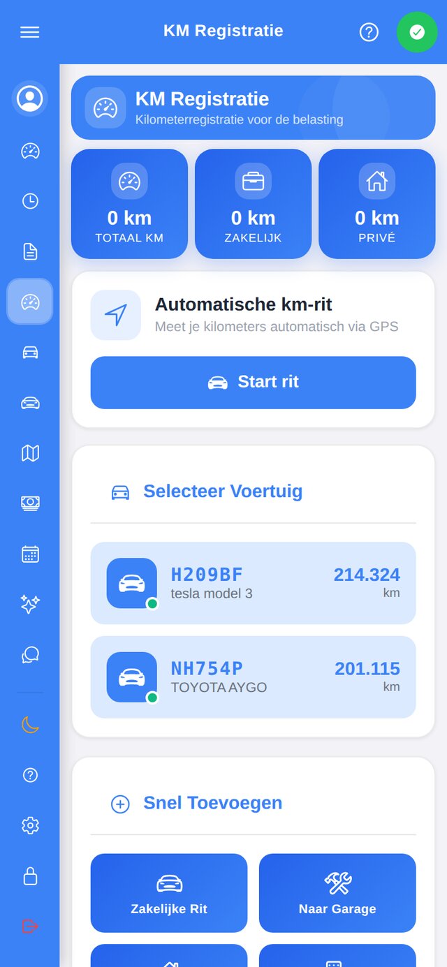 KM-registratie voor de belasting